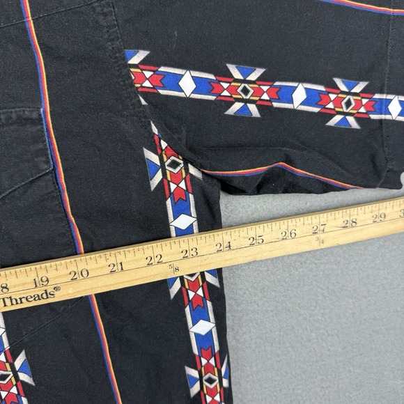 Vintage Wrangler Short Sleeve Pearl Snap Western Shirt Men's XL Black Aztec‎ - Picture 7 of 8